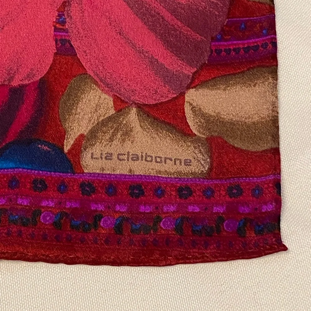 Beautifully Vibrant Vintage Liz Claiborne Silk Scarf - 1980’s